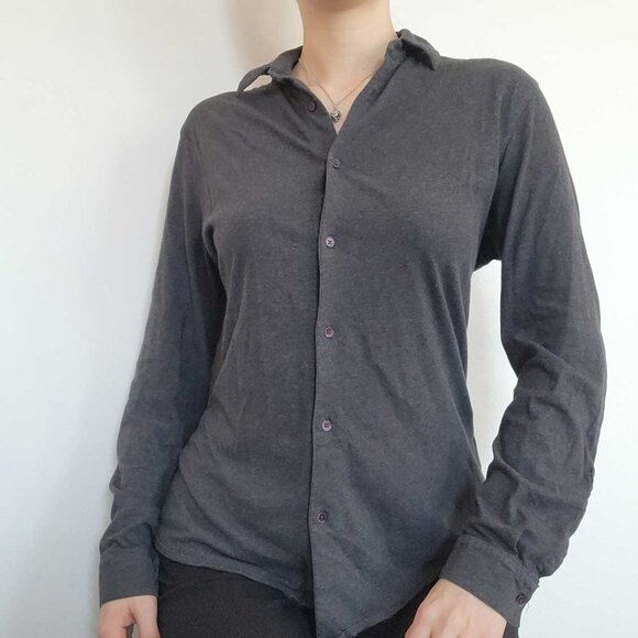 Vintage 90s classic basic grey cotton button-up shirt for work / office - Picture 15 of 16